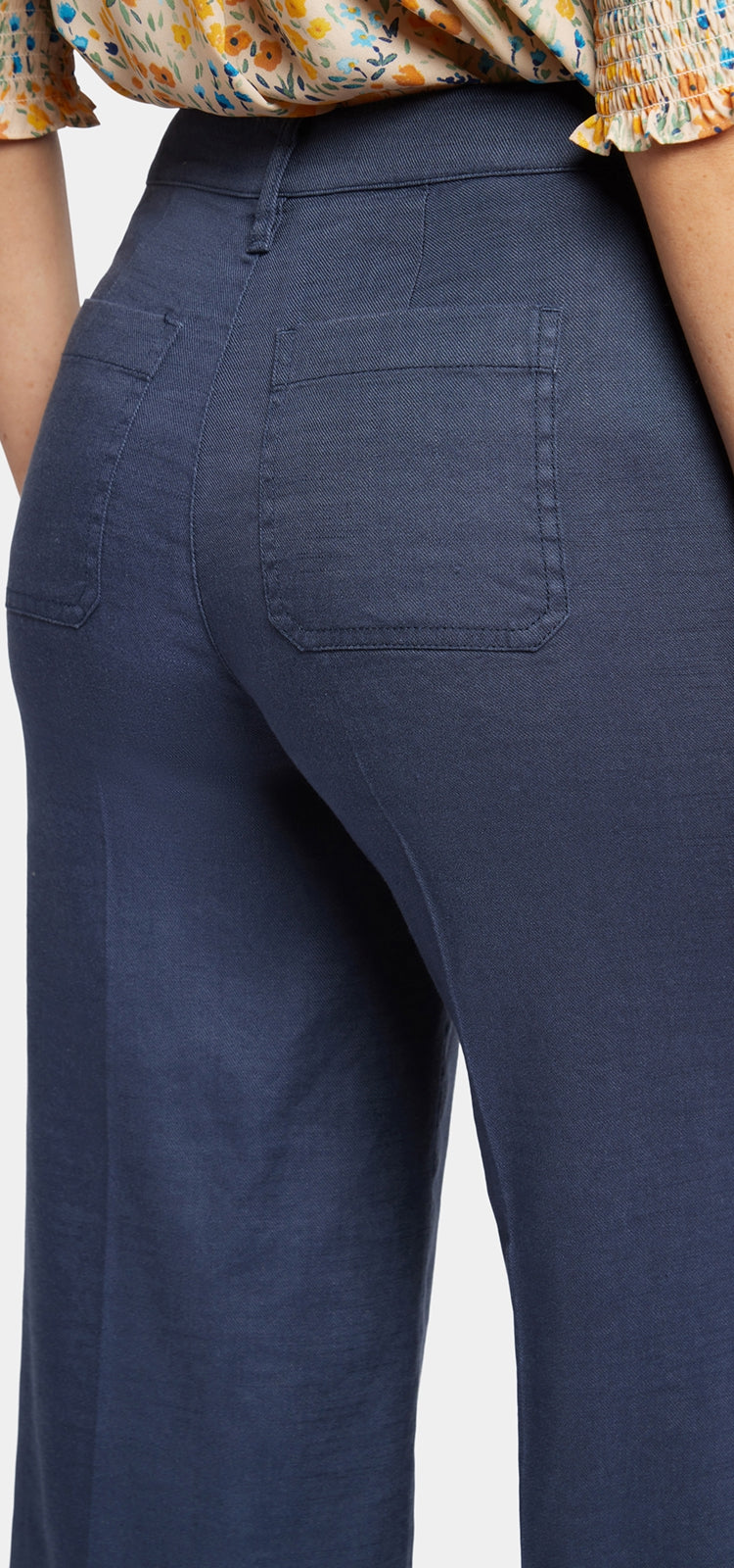 Wide Leg Cargo Capri Pants In Stretch Linen | Oxford Navy | Pants | NYDJ