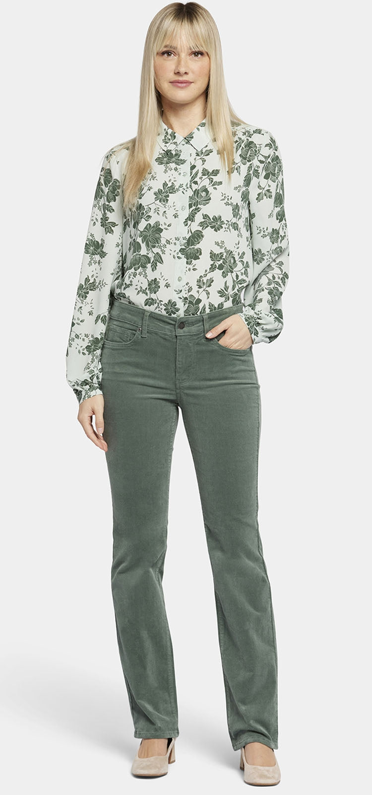 Marilyn Straight Corduroy Trouser | Sage Leaf | Pants | NYDJ