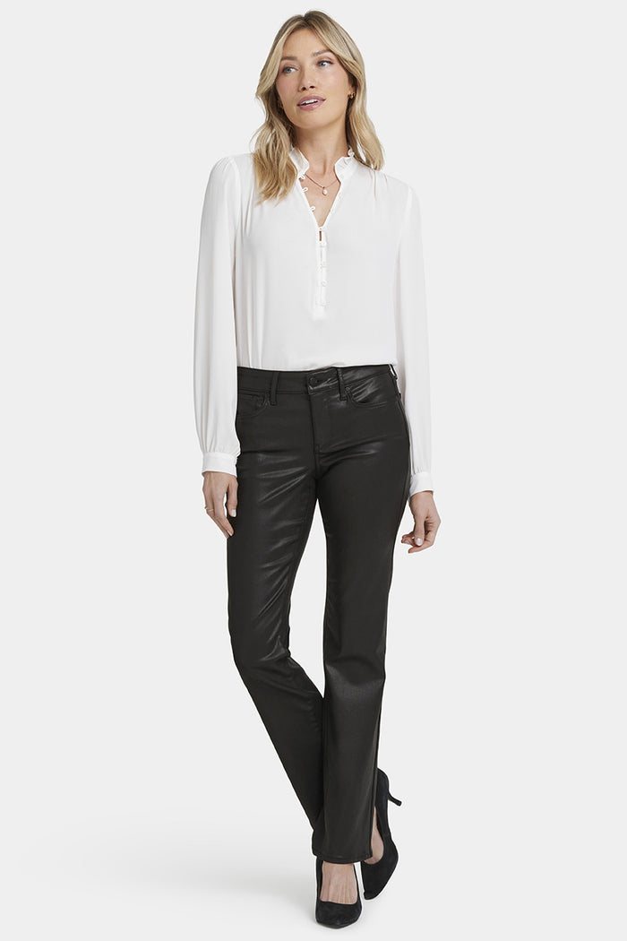 Coated Marilyn Straight Jeans | Black Coated | Pants | NYDJ