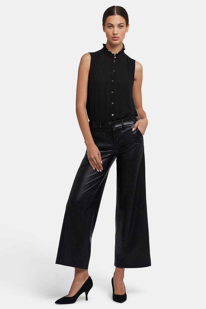 Vegan Stretch Sculpt-Her™ Leather Wide Leg Pants | Black | Trouser | NYDJ
