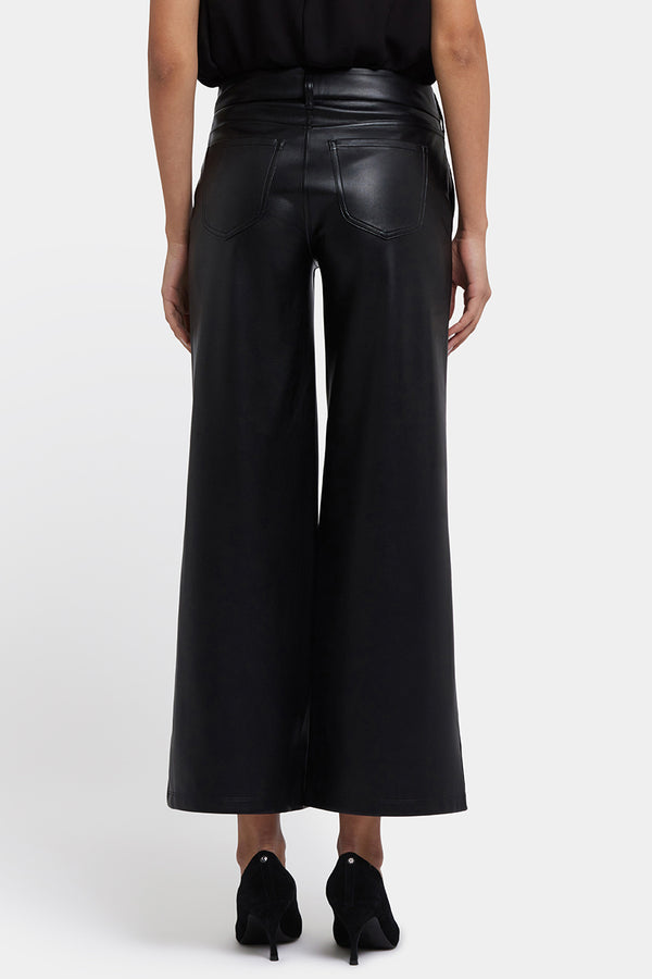 Vegan Stretch Sculpt-Her™ Leather Wide Leg Pants | Black | Trouser | NYDJ