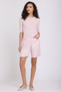 5 Pocket Bermuda Shorts In Stretch Linen | Light Lilac | Shorts | NYDJ