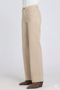 5 Pocket Wide Leg Trouser In Stretch Linen With Super High Rise | Feather | Pants | NYDJ