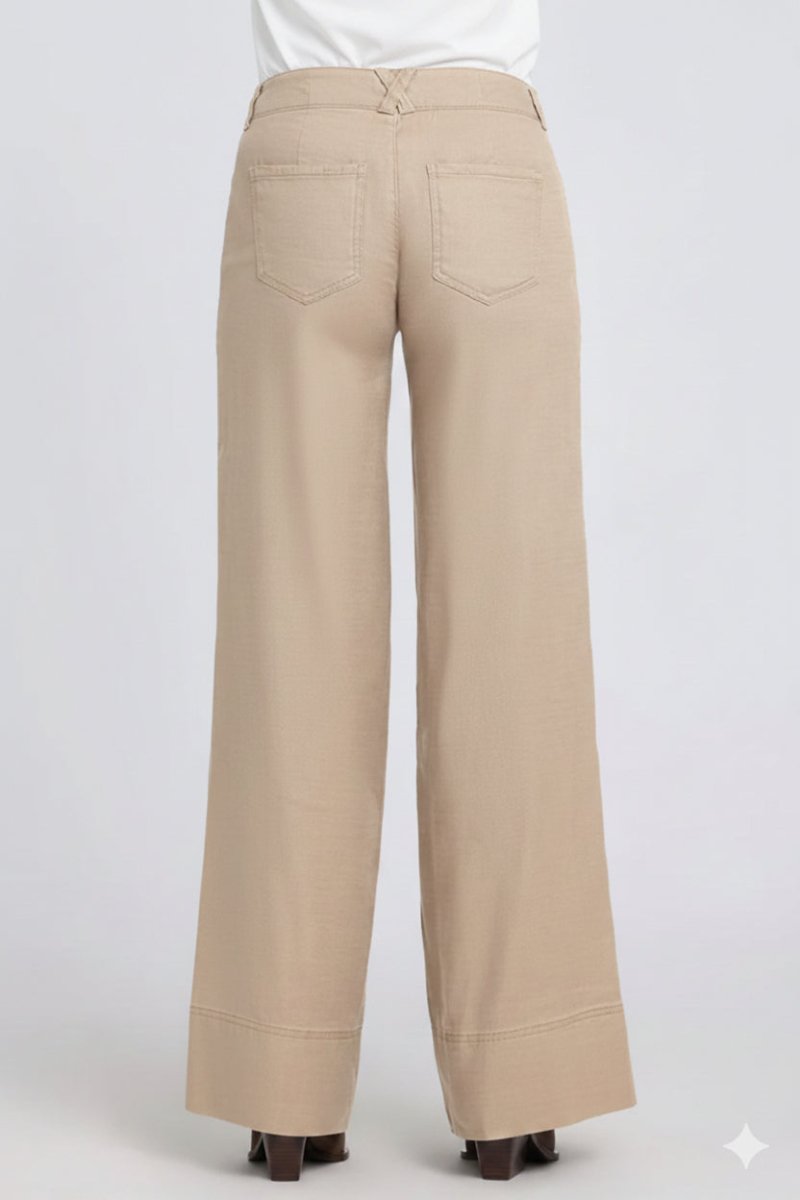 5 Pocket Wide Leg Trouser In Stretch Linen With Super High Rise | Feather | Pants | NYDJ