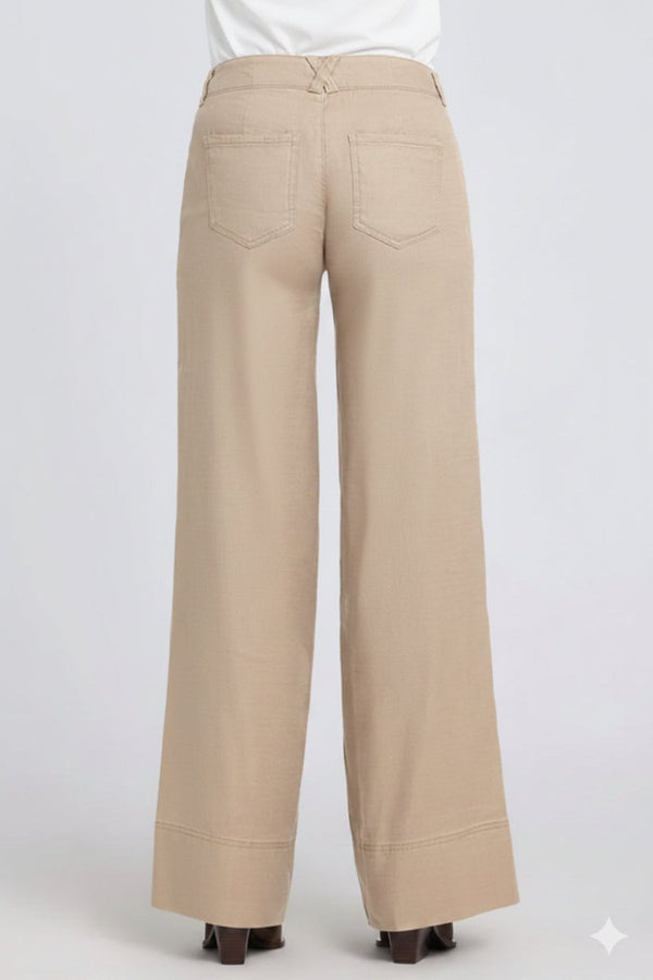 5 Pocket Wide Leg Trouser In Stretch Linen With Super High Rise | Feather | Pants | NYDJ