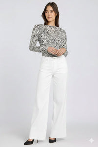 5 Pocket Wide Leg Trouser In Stretch Linen With Super High Rise | Optic White | Pants | NYDJ