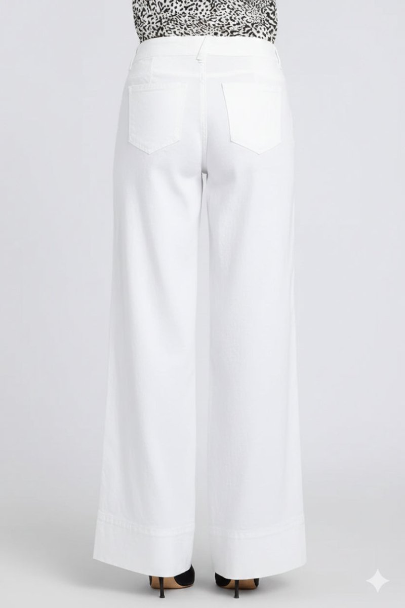5 Pocket Wide Leg Trouser In Stretch Linen With Super High Rise | Optic White | Pants | NYDJ