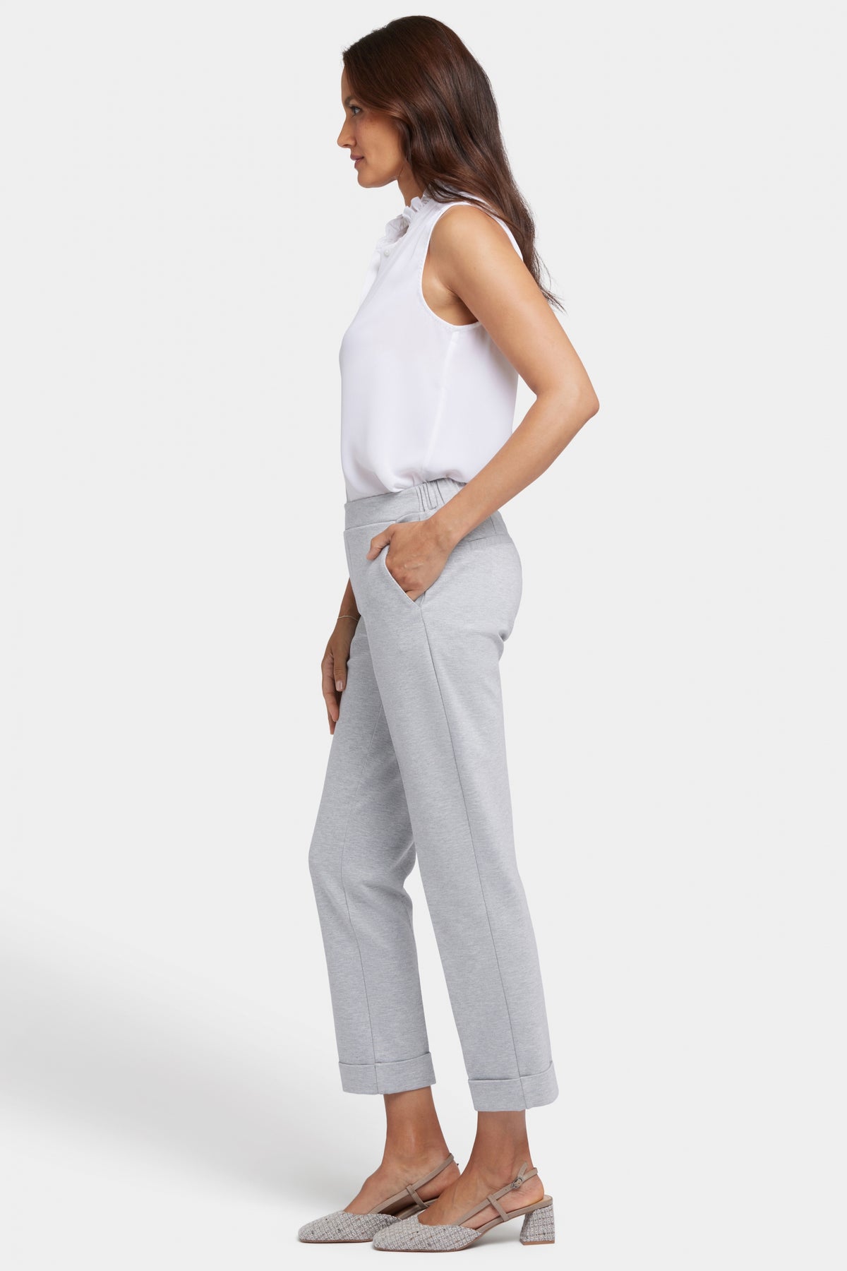 Cassidy Cuffed Trouser | Heather Grey | Pants | NYDJ