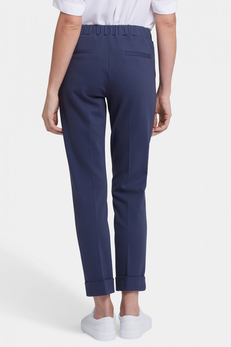 Cassidy Ankle Pull-On Trouser Pants In Ponte Knit With Cuffs | Oxford Navy | Pants | NYDJ