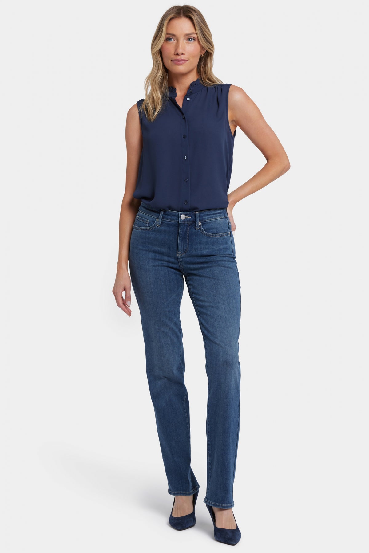 No Gapper™ Marilyn Straight Jeans In Petite In Sure Stretch® Denim | Valencia Surf | Pants | NYDJ