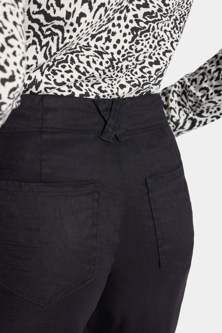 5 Pocket Wide Leg Trouser In Stretch Linen With Super High Rise | Black | Pants | NYDJ