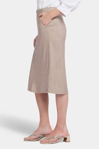 Marilyn A-Line Skirt Brown Stretch Linen | Saddlewood | Skirt | NYDJ