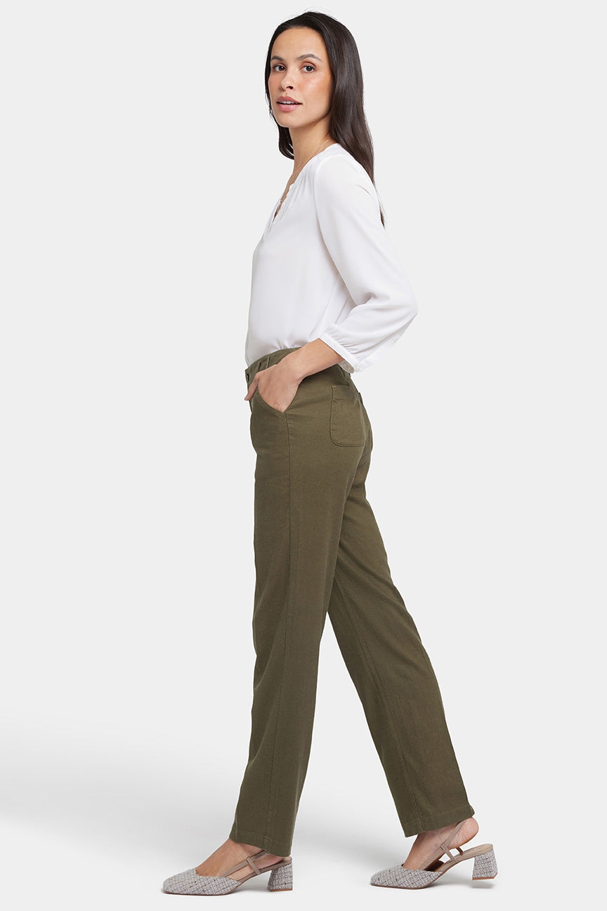 Marilyn Straight Pants In Stretch Linen | Bay Leaf | Pants | NYDJ