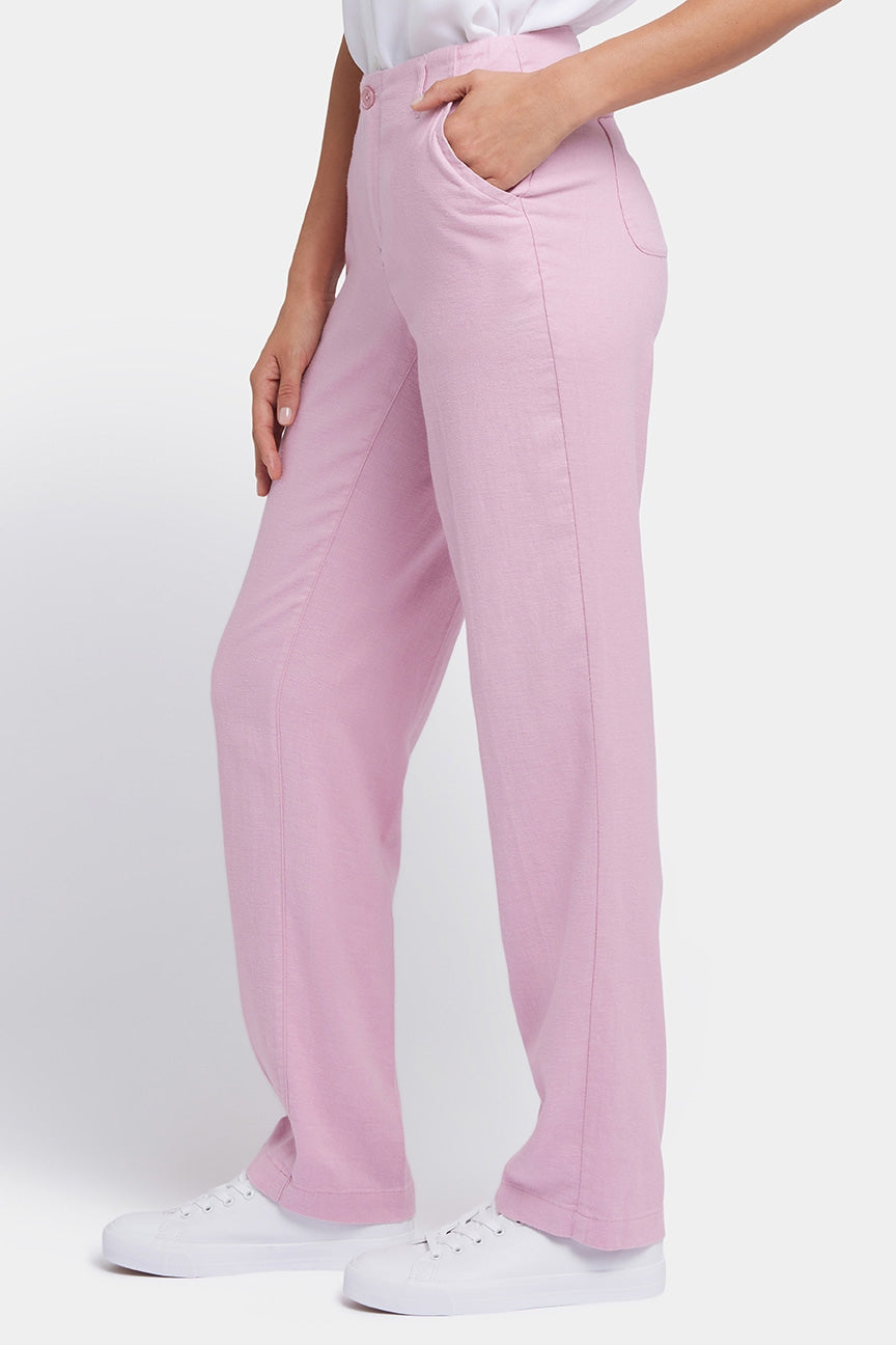 Marilyn Straight Pants In Stretch Linen | Pink Nectar | Pants | NYDJ