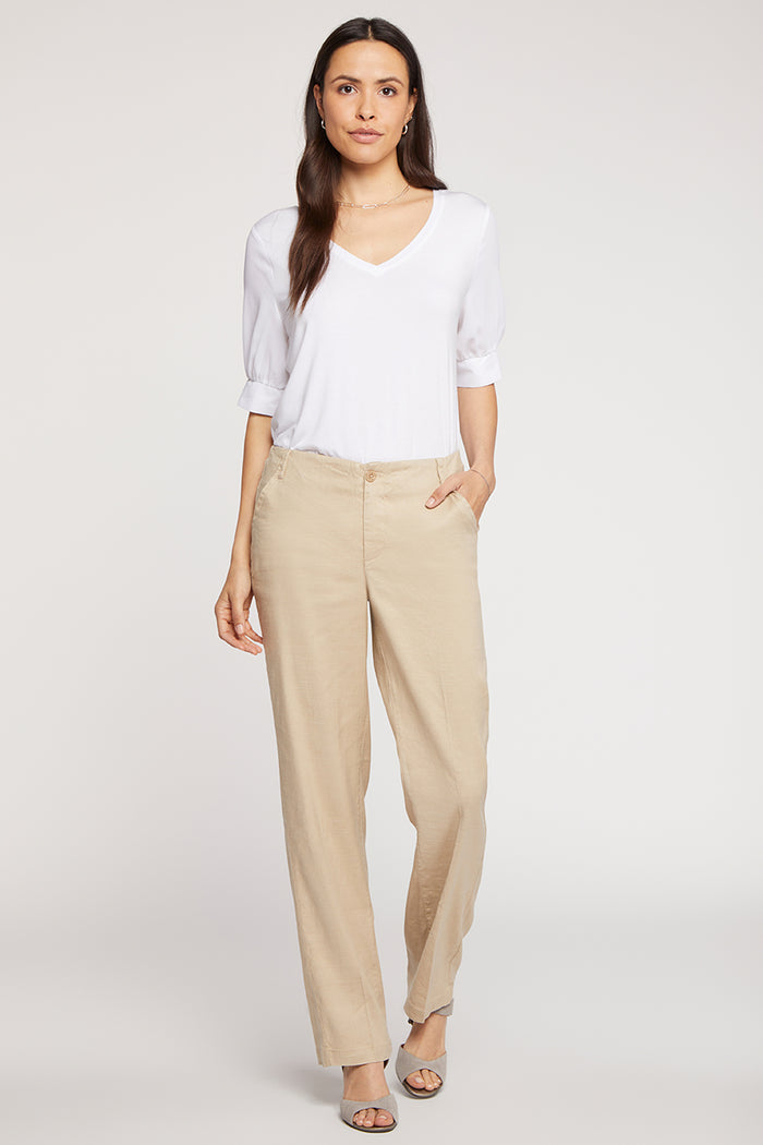 Marilyn Straight Pants In Stretch Linen | Feather | Pants | NYDJ