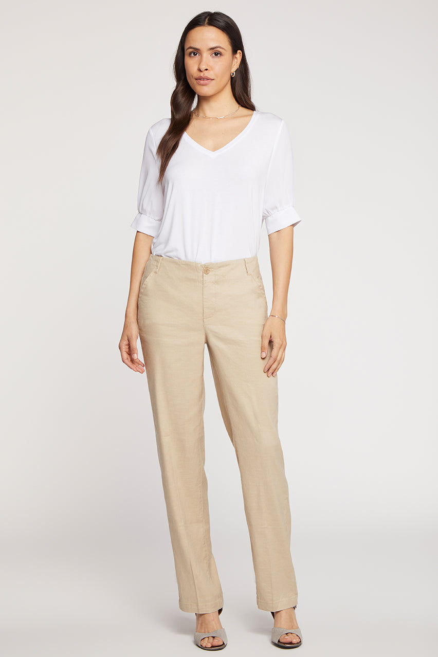 Marilyn Straight Pants In Stretch Linen | Feather | Pants | NYDJ