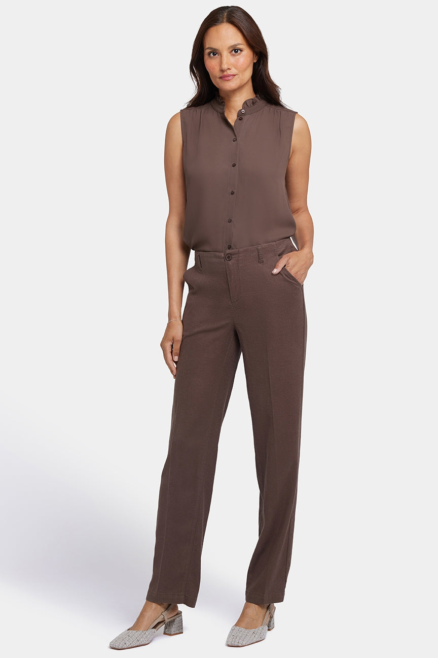 Marilyn Straight Pants In Stretch Linen | Coffee Bean | Pants | NYDJ