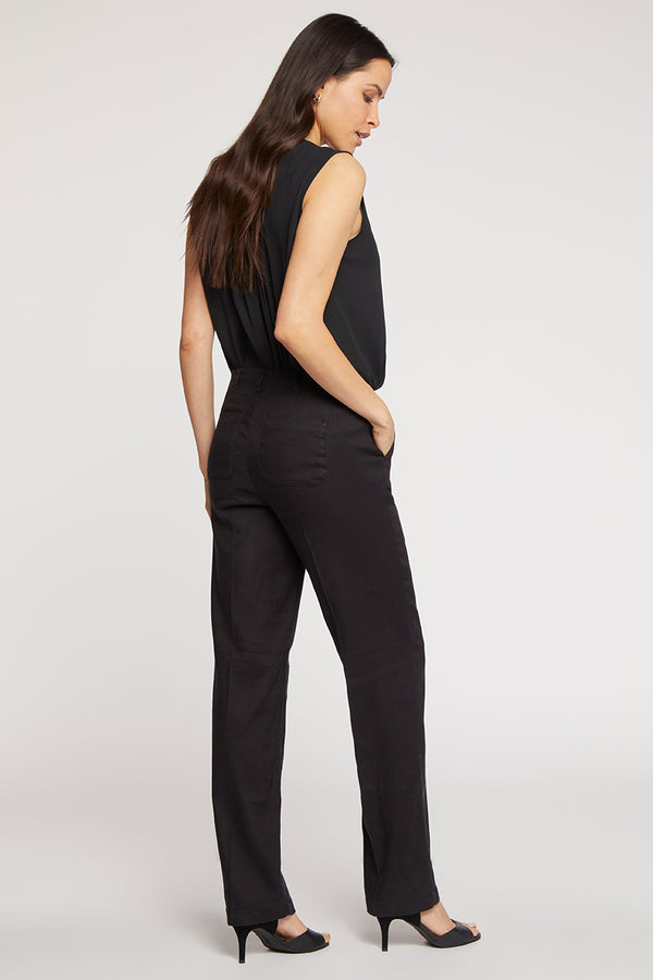 Marilyn Trouser Black Stretch Linen | Black | Pants | NYDJ