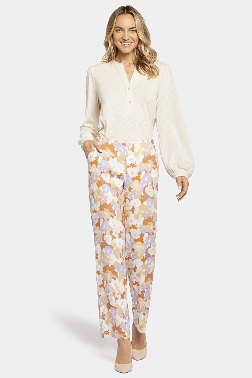 Marilyn Trouser Floral Print Stretch Linen | Sunset Grove | Pants | NYDJ