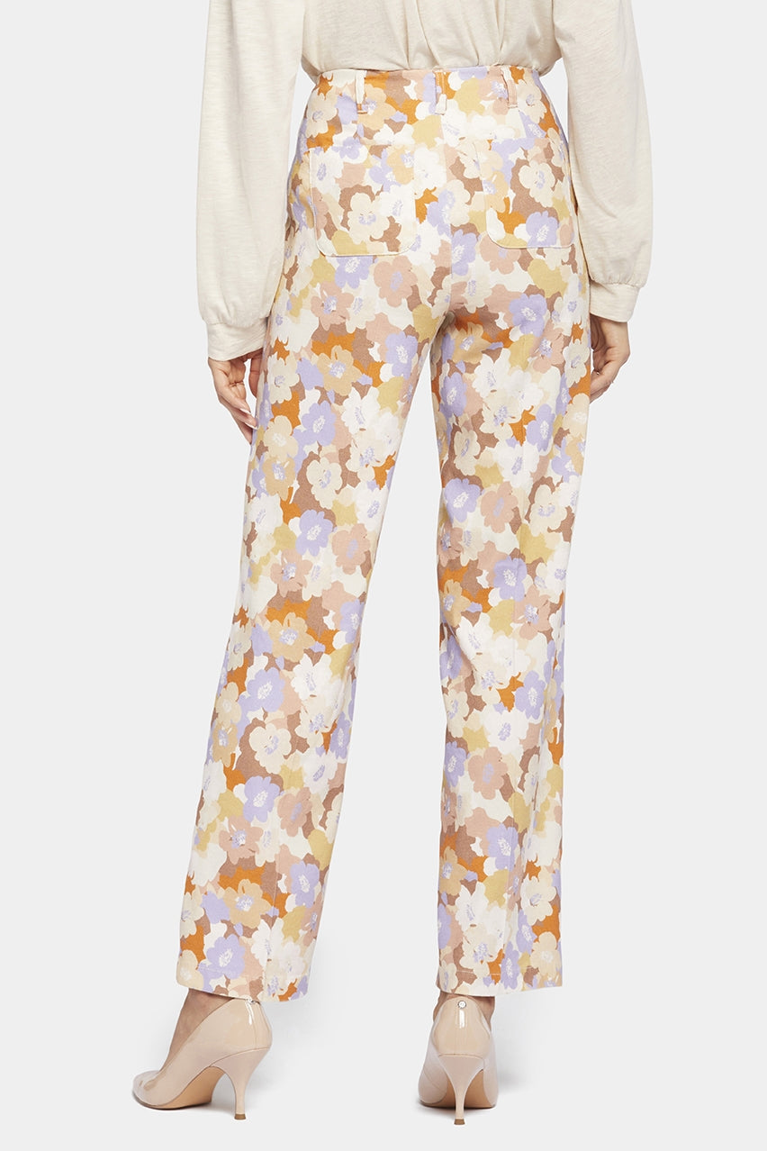 Marilyn Trouser Floral Print Stretch Linen | Sunset Grove | Pants | NYDJ