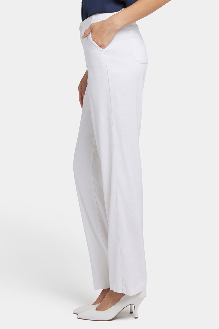 Marilyn Straight Pants In Stretch Linen | Optic White | Pants | NYDJ