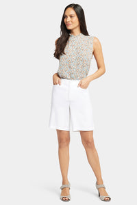 5 Pocket Bermuda Short White Stretch Linen | Optic White | Shorts | NYDJ