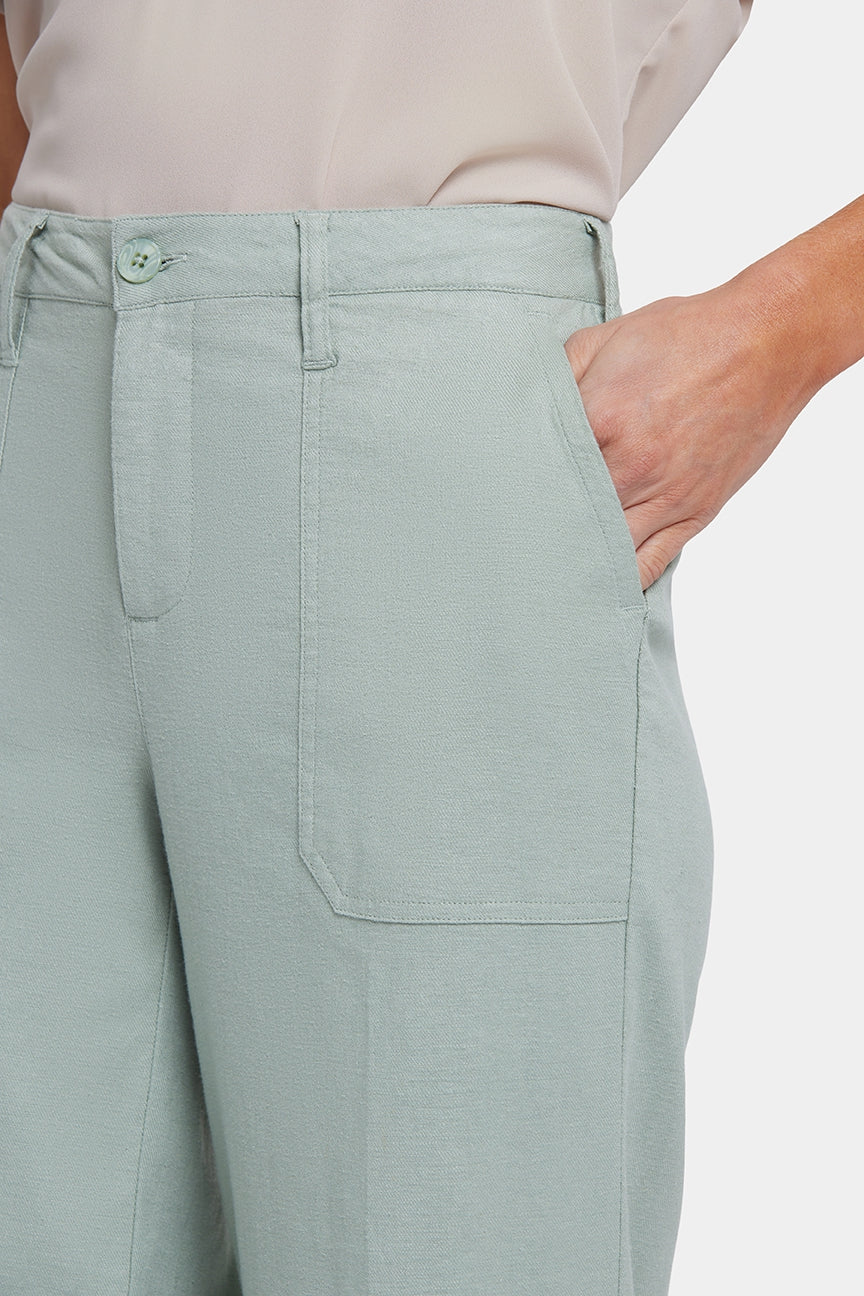 Wide Leg Cargo Capri Pants In Stretch Linen | Tomatillo | Pants | NYDJ