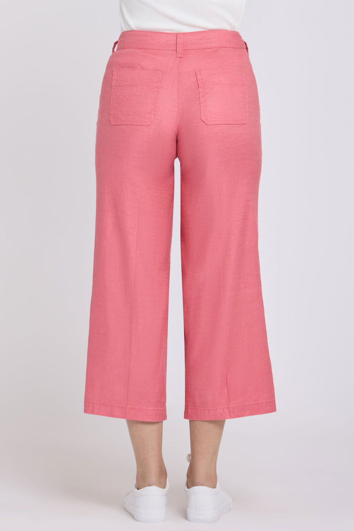 Wide Leg Cargo Capri Pants in Stretch Linnen | Desert Rose