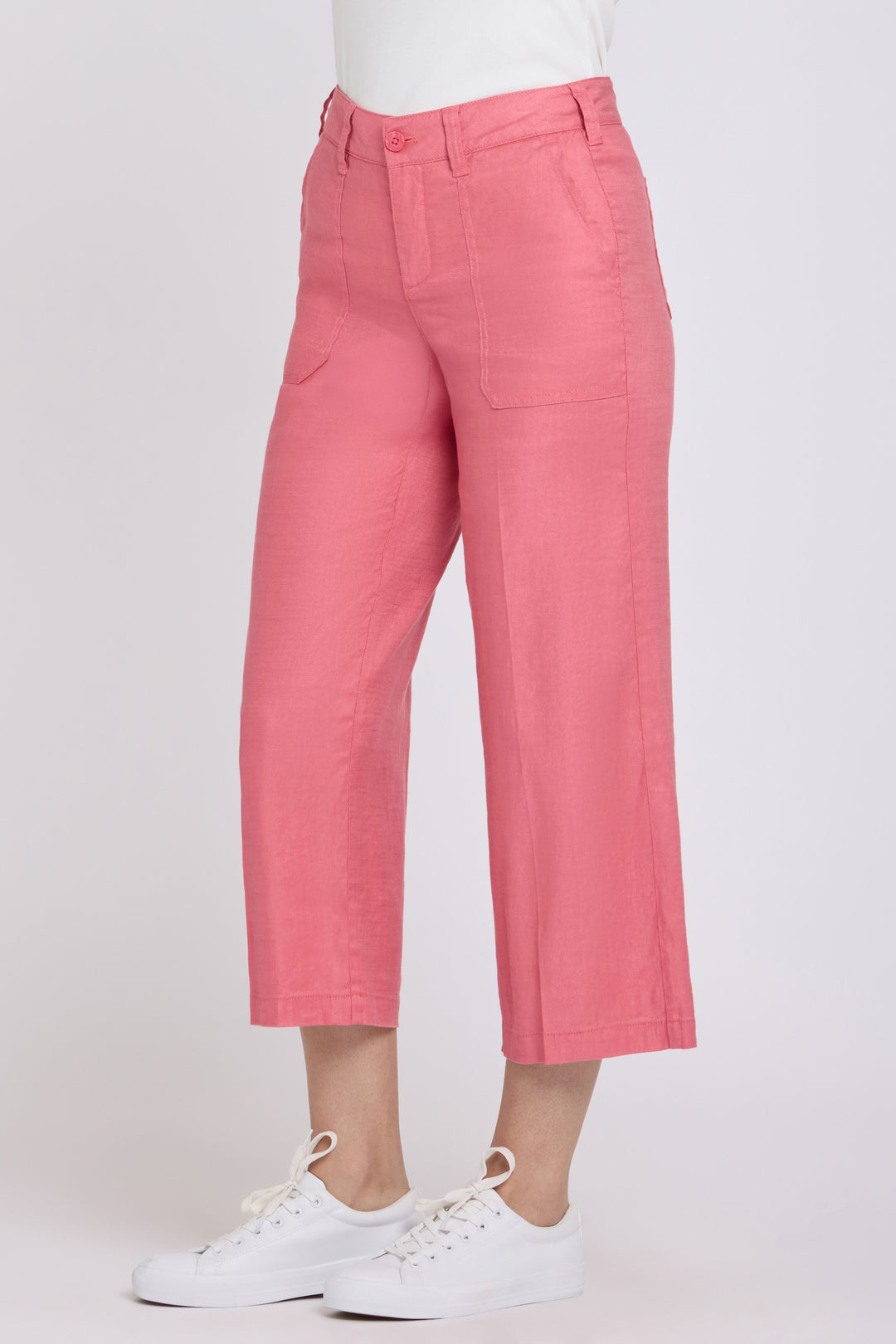 Wide Leg Cargo Capri Pants in Stretch Linnen | Desert Rose