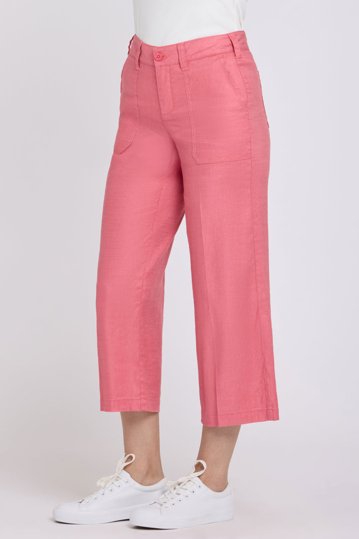 Wide Leg Cargo Capri Pants in Stretch Linnen | Desert Rose