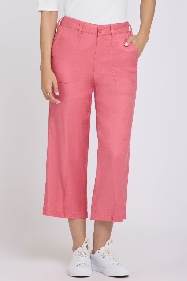 Wide Leg Cargo Capri Pants in Stretch Linnen | Desert Rose