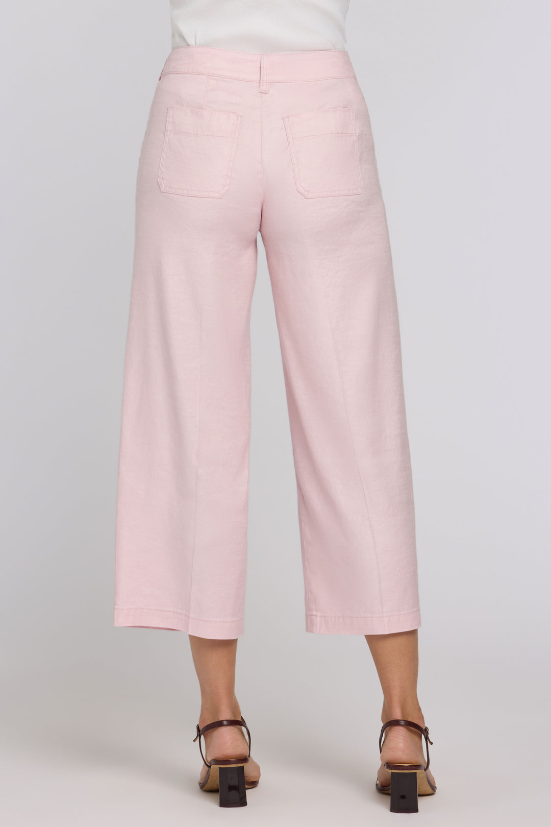 Wide Leg Cargo Capri Pants in Stretch Linnen | Light Lilac