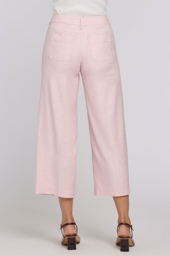Wide Leg Cargo Capri Pants in Stretch Linnen | Light Lilac