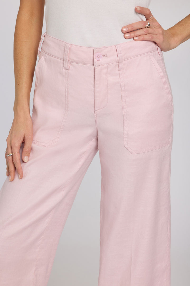 Wide Leg Cargo Capri Pants in Stretch Linnen | Light Lilac