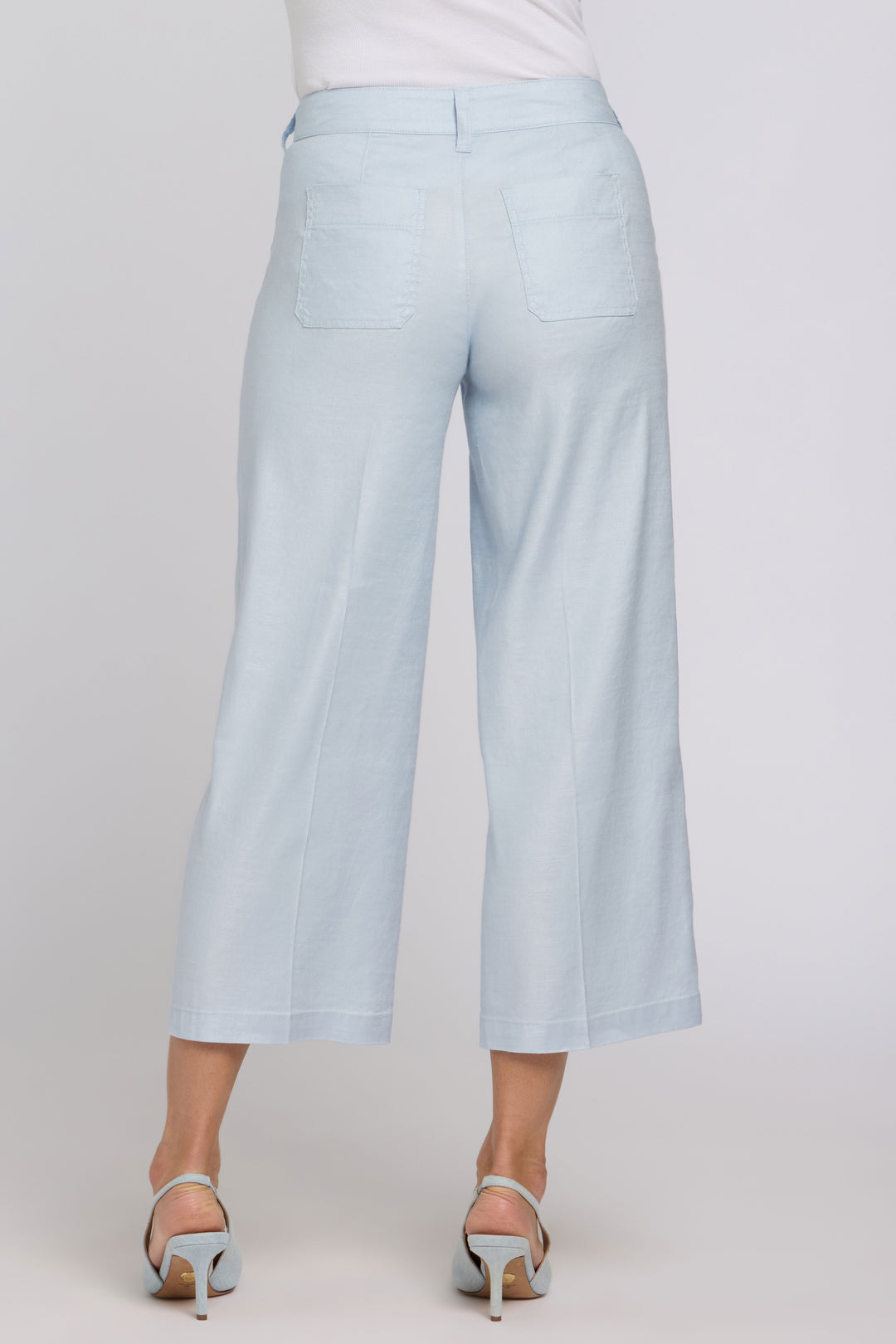 Wide Leg Cargo Capri Pants in Stretch Linnen | Blue Clover