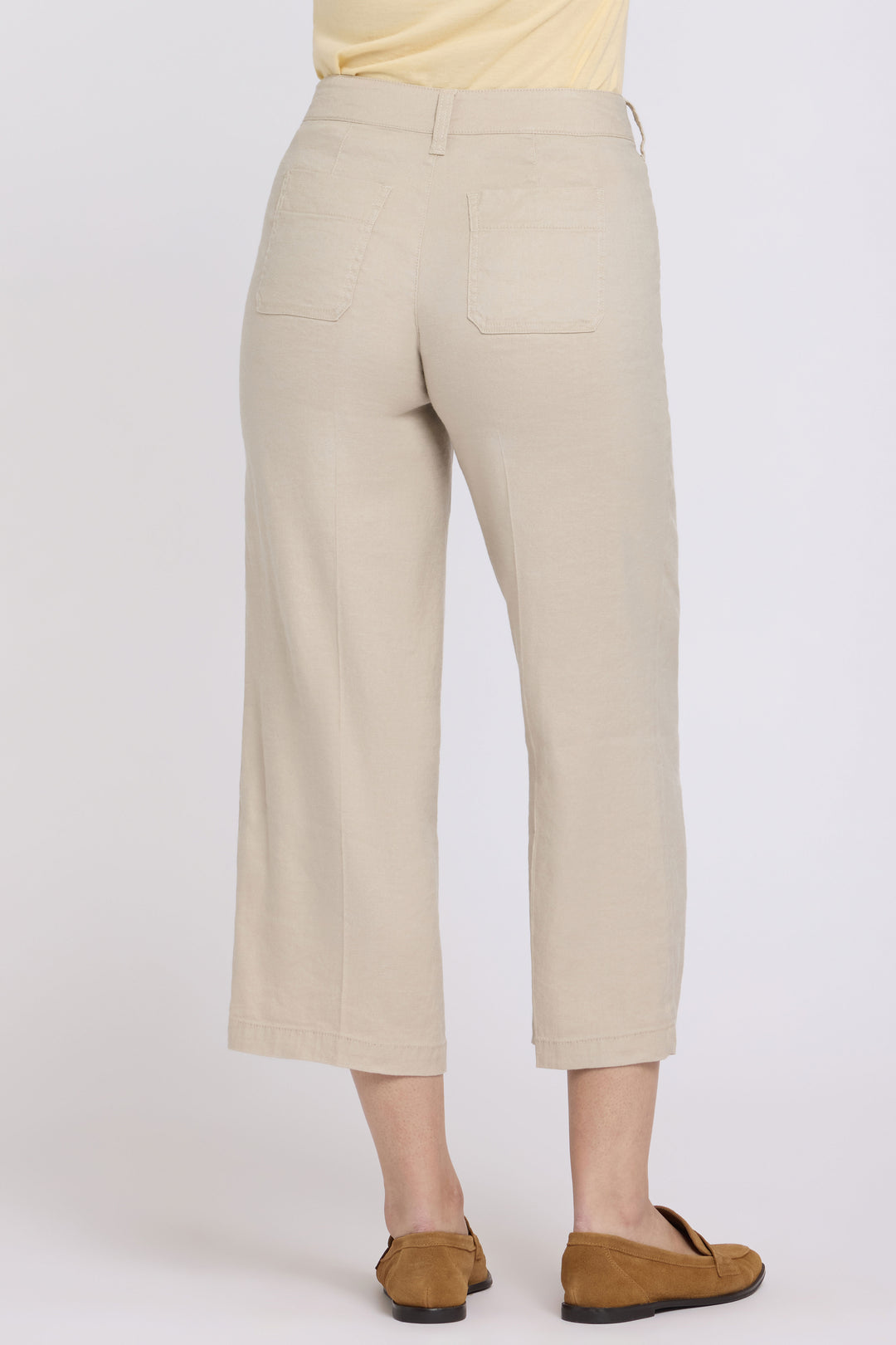 Wide Leg Cargo Capri Pants in Stretch Linnen | Feather