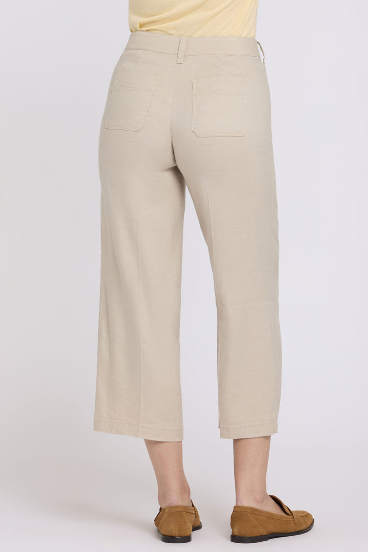 Wide Leg Cargo Capri Pants in Stretch Linnen | Feather