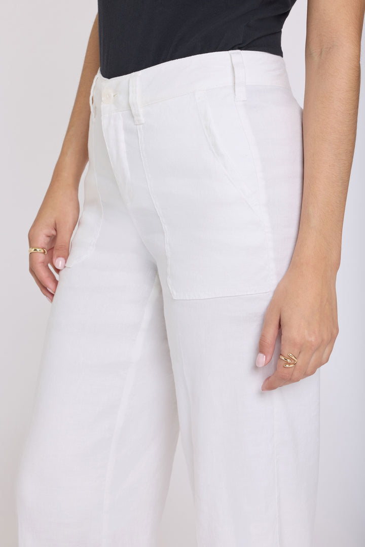 Wide Leg Cargo Capri Pants in Stretch Linnen | Optic White