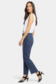 Straight Leg Ankle Trouser Dark Blue Stretch Linen | Oxford Navy | Pants | NYDJ