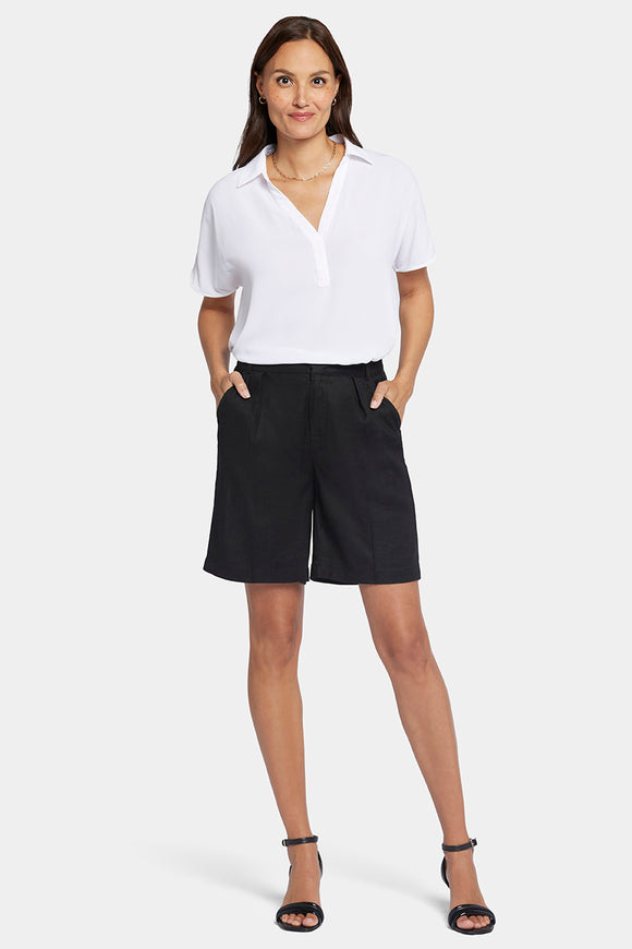 Relaxed Short Black Stretch Linen | Black | Shorts | NYDJ