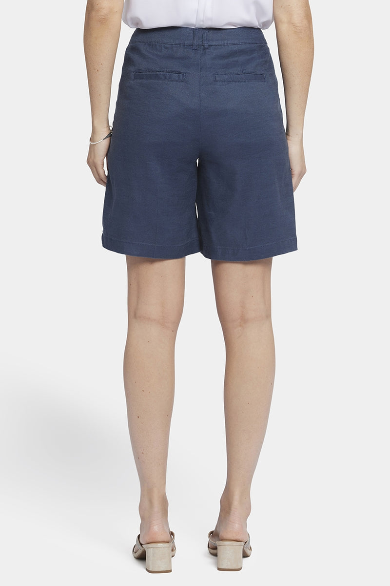 Relaxed Shorts In Stretch Linen | Oxford Navy | Shorts | NYDJ