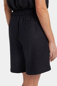 Breezy Bermuda Shorts In Stretch Linen | Black | Shorts | NYDJ