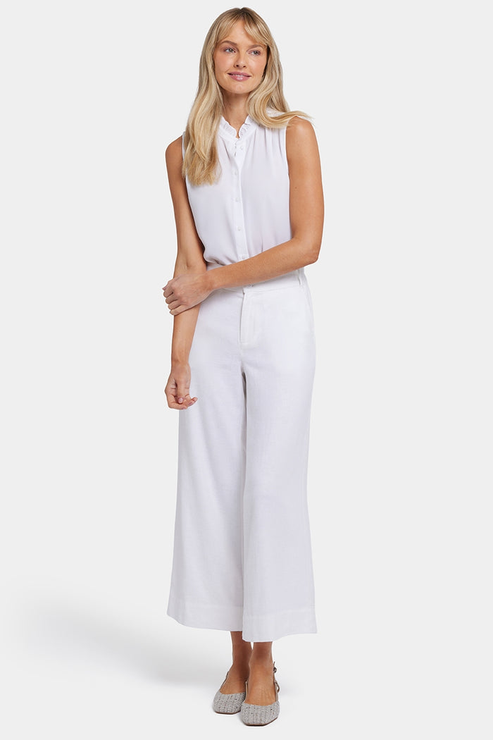 Waverly Trouser Pants In Stretch Linen With High Rise | White | Pants | NYDJ