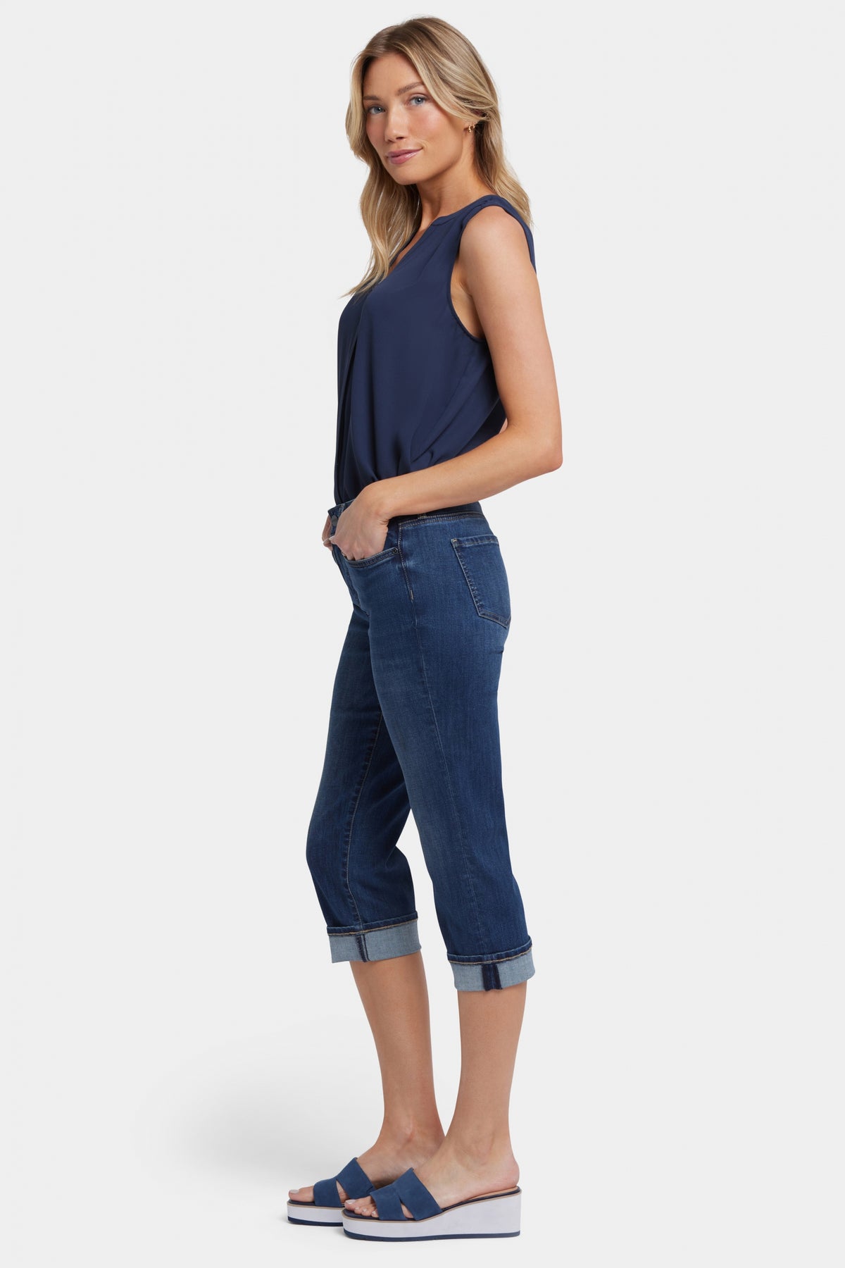 Marilyn Straight Crop Jeans In Cool Embrace® Denim With Cuffs | Rio Rapids | Pants | NYDJ