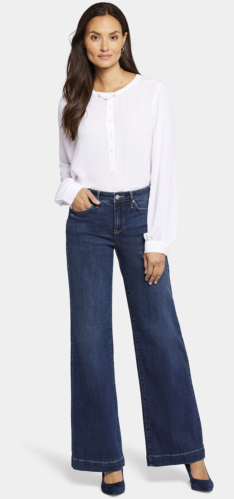 Teresa Wide Leg Jeans Medium Blue Premium Denim | Cambridge | Pants | NYDJ