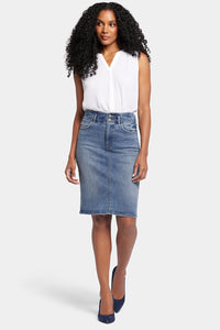 High Waist Skirt Medium Blue Premium Denim | Rockie | Skirt | NYDJ