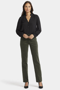 Marilyn Straight Corduroy Trouser Green | Vine Leaf | Pants | NYDJ