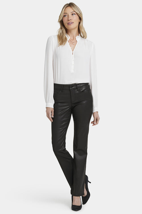 Coated Marilyn Straight Jeans | Black Coated | Pants | NYDJ