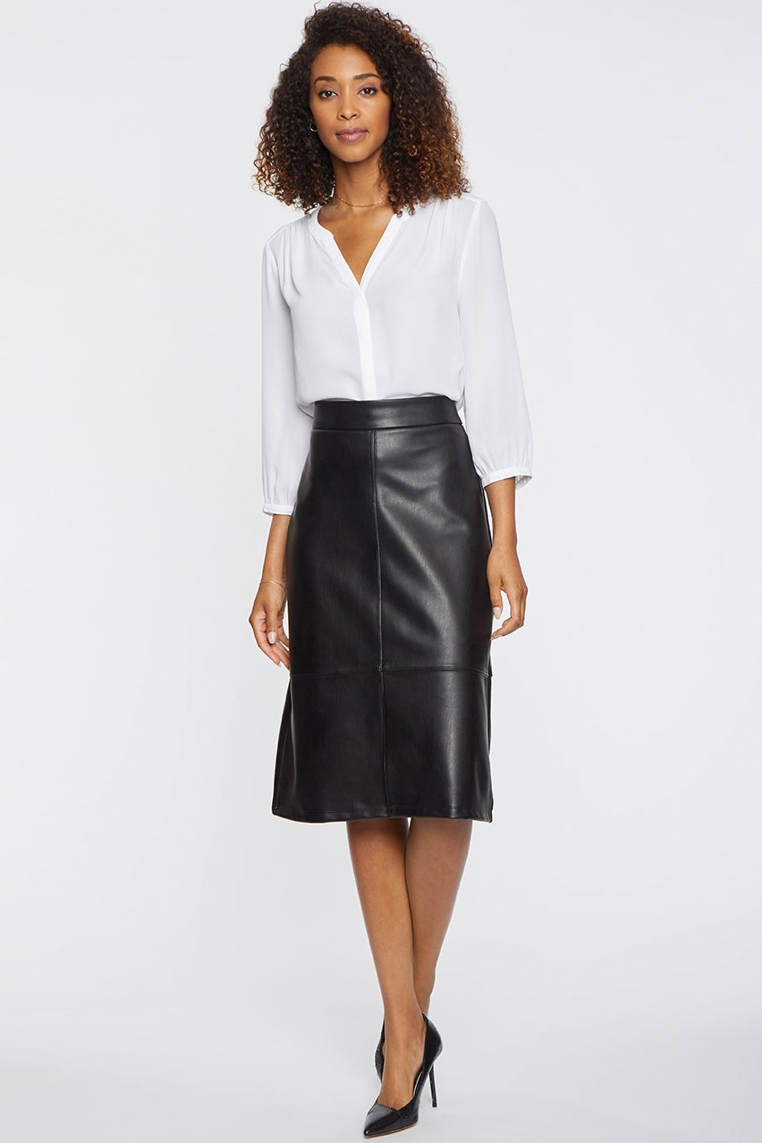 A-Line Sculpt-Her™ Skirt Black Faux Leather | Black | Skirt | NYDJ