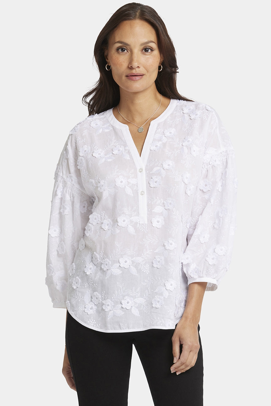 Paulina Peasant Blouse White | Optic White | Blouse | NYDJ